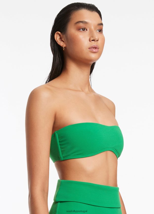 top de biquíni cai-cai isla rib minimalista mulheres verde Seafolly trajes de banho 4H088V381