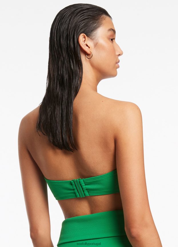 top de biquíni cai-cai isla rib minimalista mulheres verde Seafolly trajes de banho 4H088V381