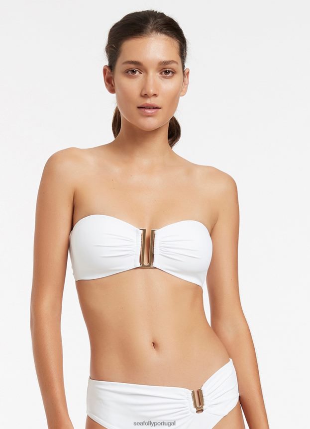 top de biquíni cai-cai jetset mulheres branco Seafolly trajes de banho 4H088V265