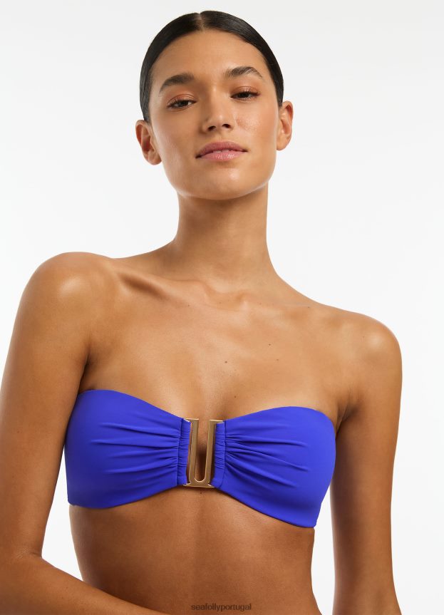 top de biquíni cai-cai jetset mulheres safira Seafolly trajes de banho 4H088V520