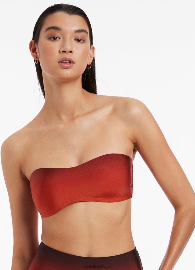 top de biquíni cai-cai minimalista oia Sunset mulheres laranja queimado Seafolly trajes de banho 4H088V448