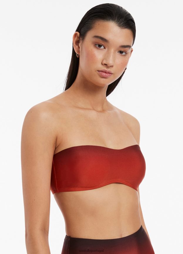 top de biquíni cai-cai minimalista oia Sunset mulheres laranja queimado Seafolly trajes de banho 4H088V448