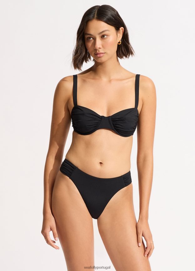 top de biquíni coletivo com franzido e armação mulheres preto Seafolly trajes de banho 4H088V243