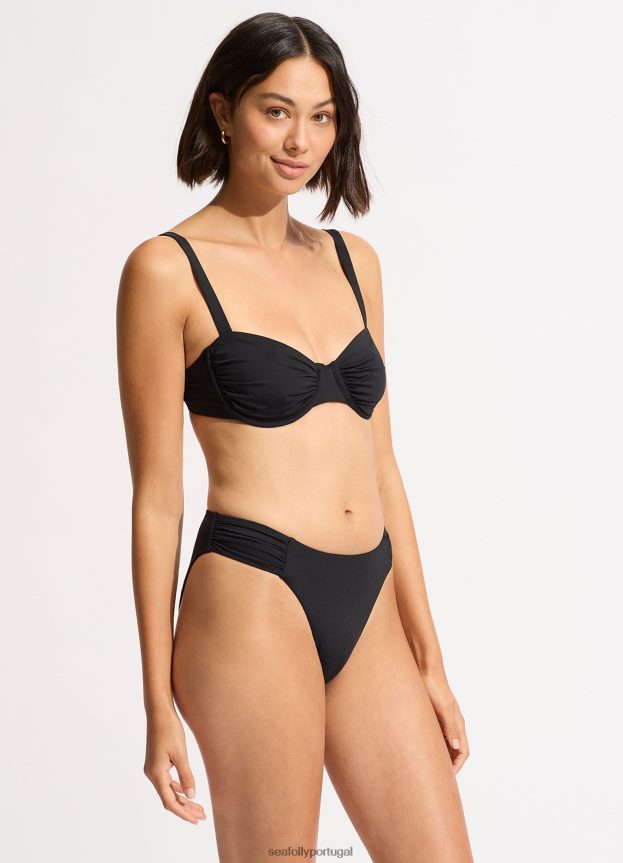 top de biquíni coletivo com franzido e armação mulheres preto Seafolly trajes de banho 4H088V243