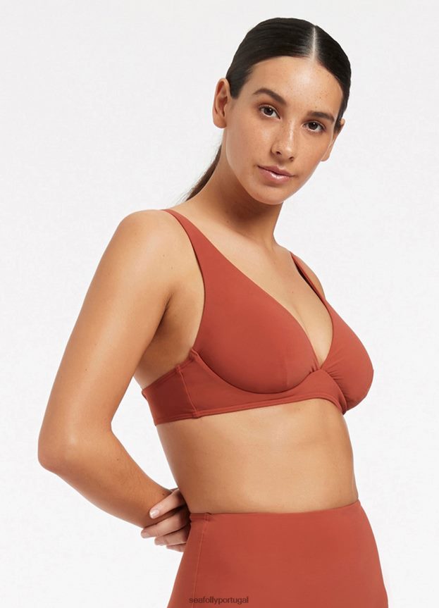 top de biquíni jetset d/dd com armação mulheres castanho-avermelhado Seafolly trajes de banho 4H088V589