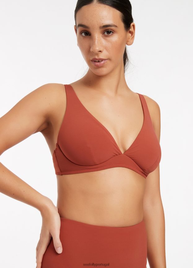 top de biquíni jetset d/dd com armação mulheres castanho-avermelhado Seafolly trajes de banho 4H088V589