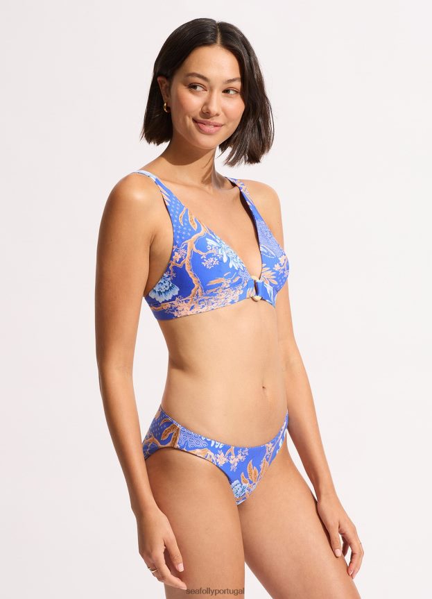 top de biquíni triangular eden longline mulheres azul Seafolly trajes de banho 4H088V176