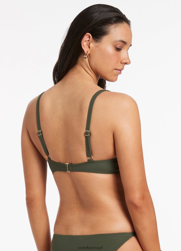 top de biquíni triangular jetset trim c-d mulheres Oliva Seafolly trajes de banho 4H088V545