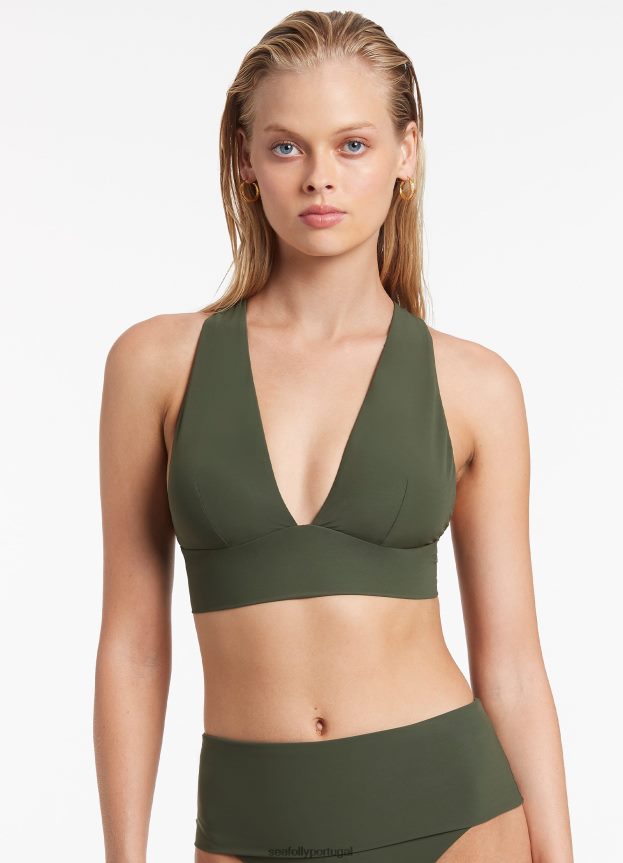 top de biquíni triangular macio jetset mulheres Oliva Seafolly trajes de banho 4H088V350