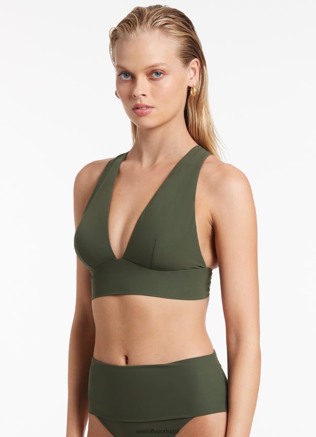 top de biquíni triangular macio jetset mulheres Oliva Seafolly trajes de banho 4H088V350