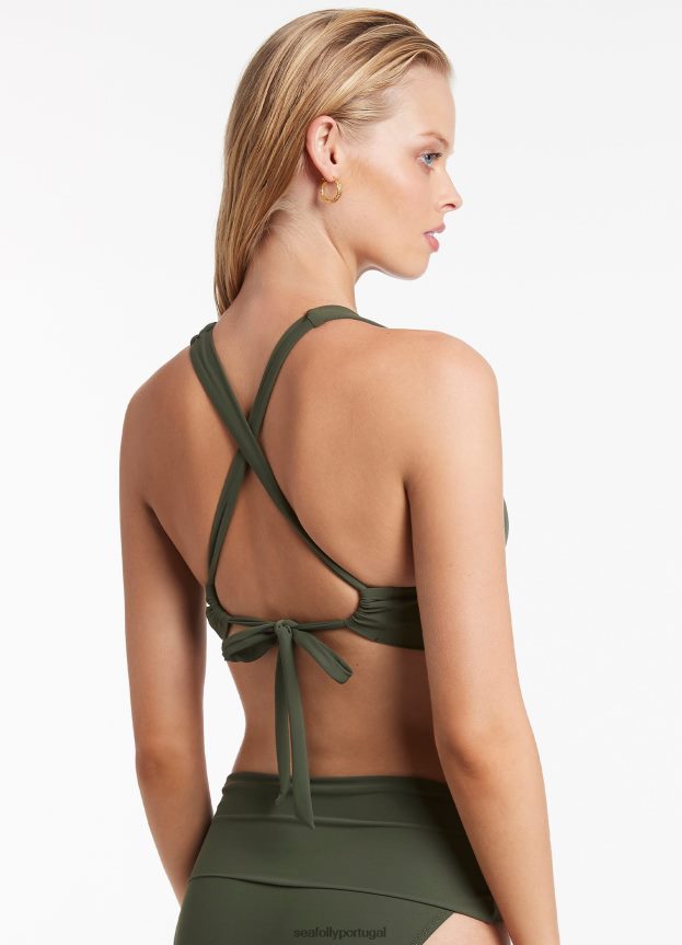 top de biquíni triangular macio jetset mulheres Oliva Seafolly trajes de banho 4H088V350
