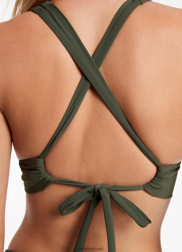 top de biquíni triangular macio jetset mulheres Oliva Seafolly trajes de banho 4H088V350
