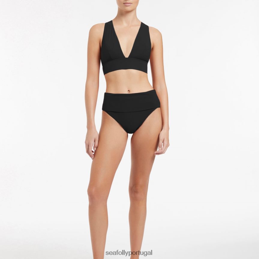 top de biquíni triangular macio jetset mulheres preto Seafolly trajes de banho 4H088V258