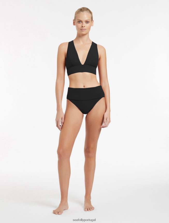 top de biquíni triangular macio jetset mulheres preto Seafolly trajes de banho 4H088V258