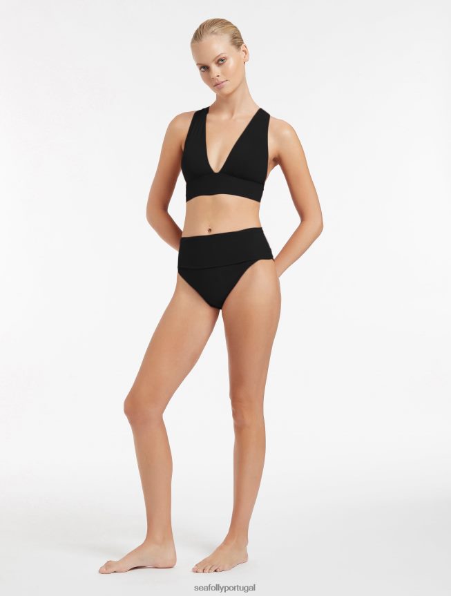 top de biquíni triangular macio jetset mulheres preto Seafolly trajes de banho 4H088V258