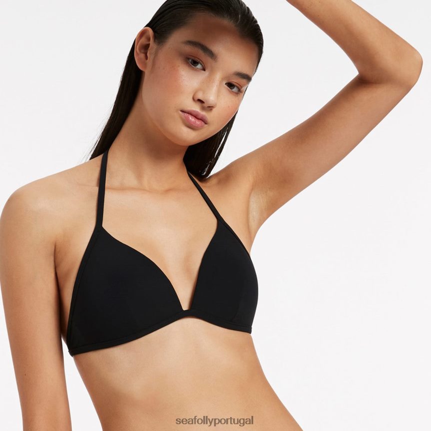 top de biquíni triangular moldado jetset mulheres preto Seafolly trajes de banho 4H088V346