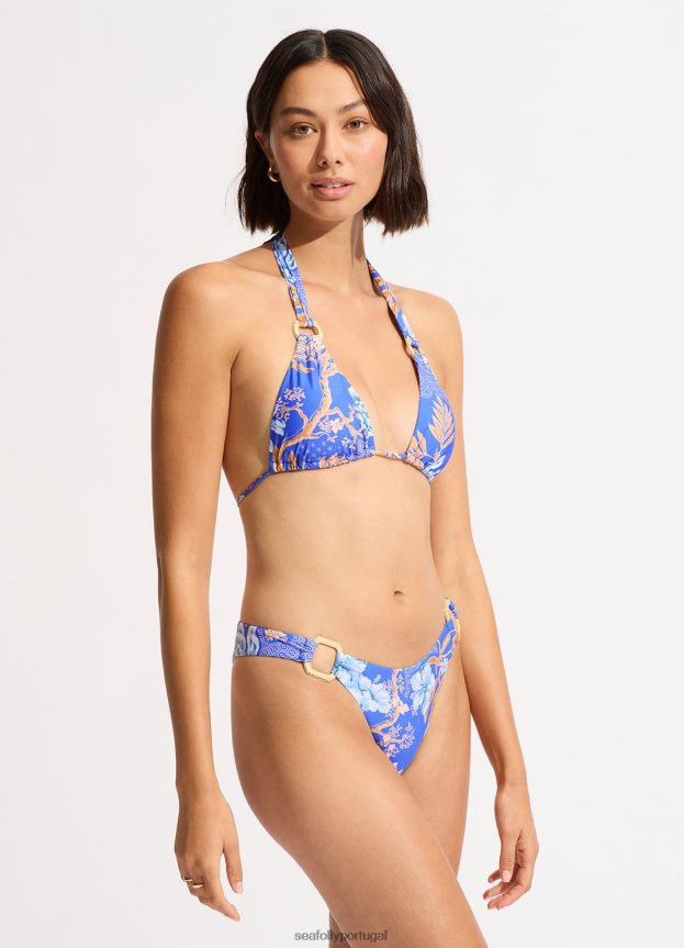 top de biquíni triangular slide eden mulheres azul Seafolly trajes de banho 4H088V169