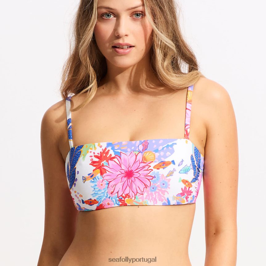 top de biquíni under the sea dd tank mulheres branco Seafolly trajes de banho 4H088V306