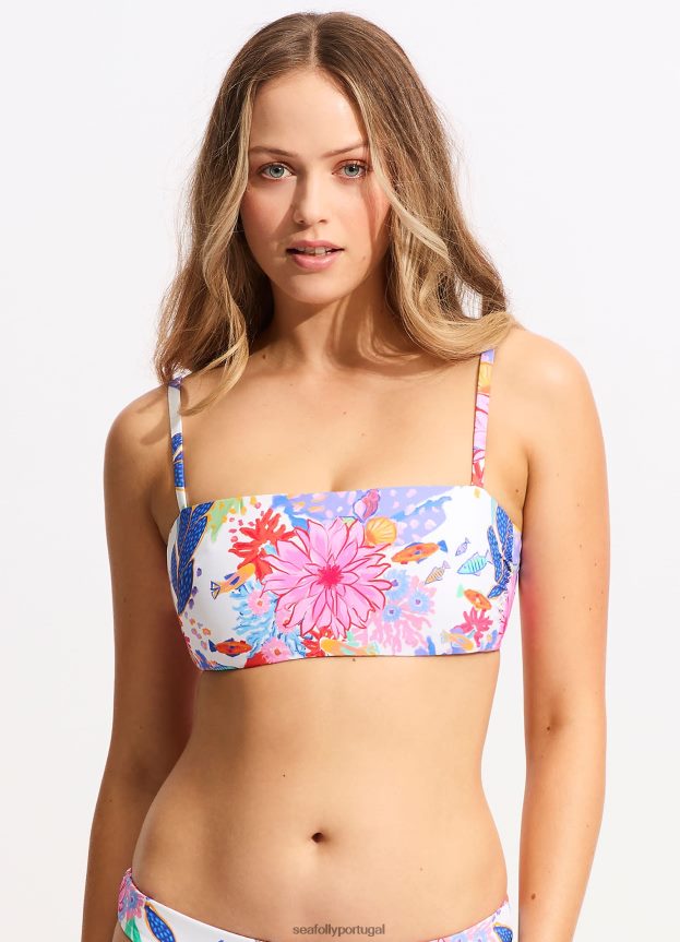 top de biquíni under the sea dd tank mulheres branco Seafolly trajes de banho 4H088V306