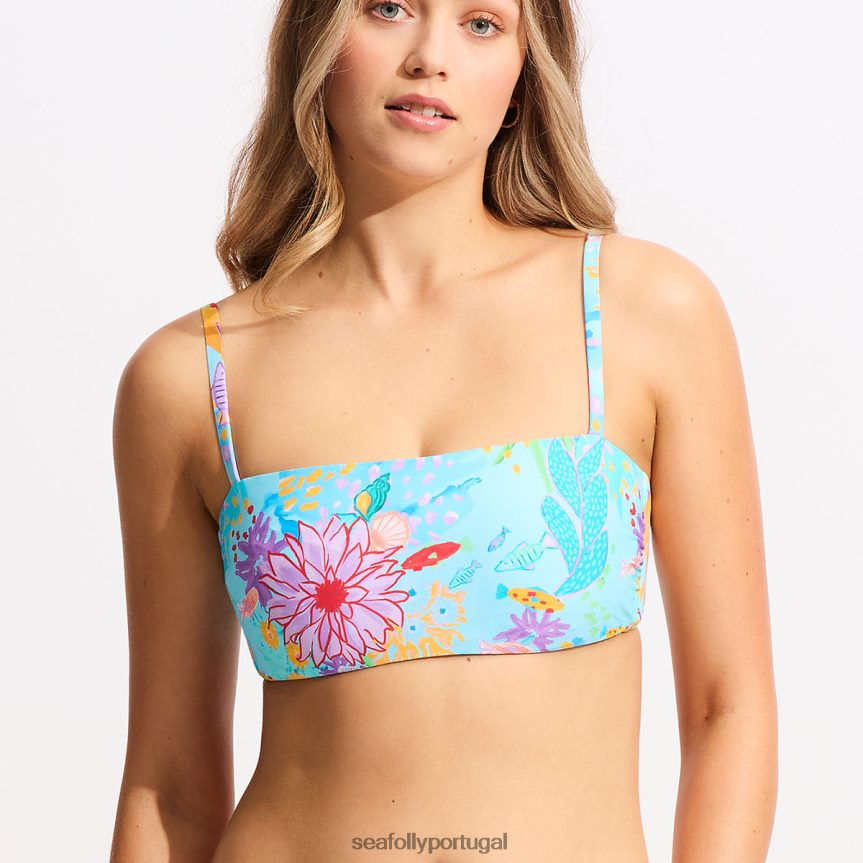top de biquíni under the sea dd tank mulheres névoa azul Seafolly trajes de banho 4H088V307