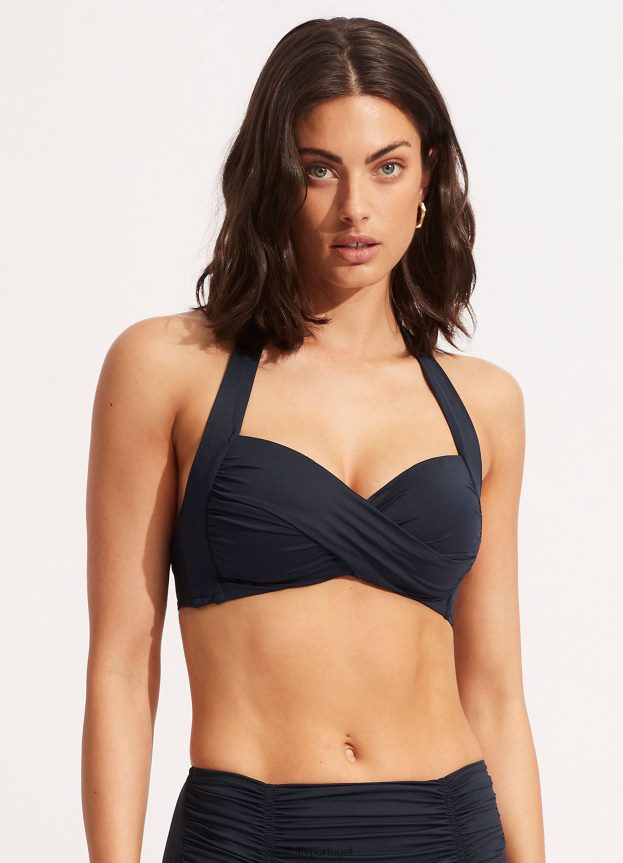 cabresto de copo macio de torção coletiva mulheres verdadeira marinha Seafolly trajes de banho 4H088V203