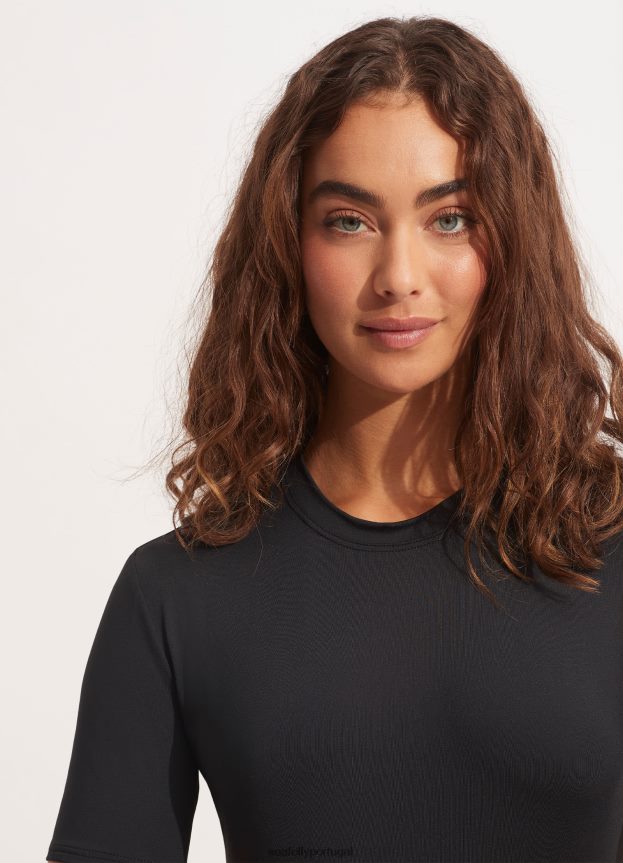 colete coletivo de manga curta mulheres preto Seafolly trajes de banho 4H088V247