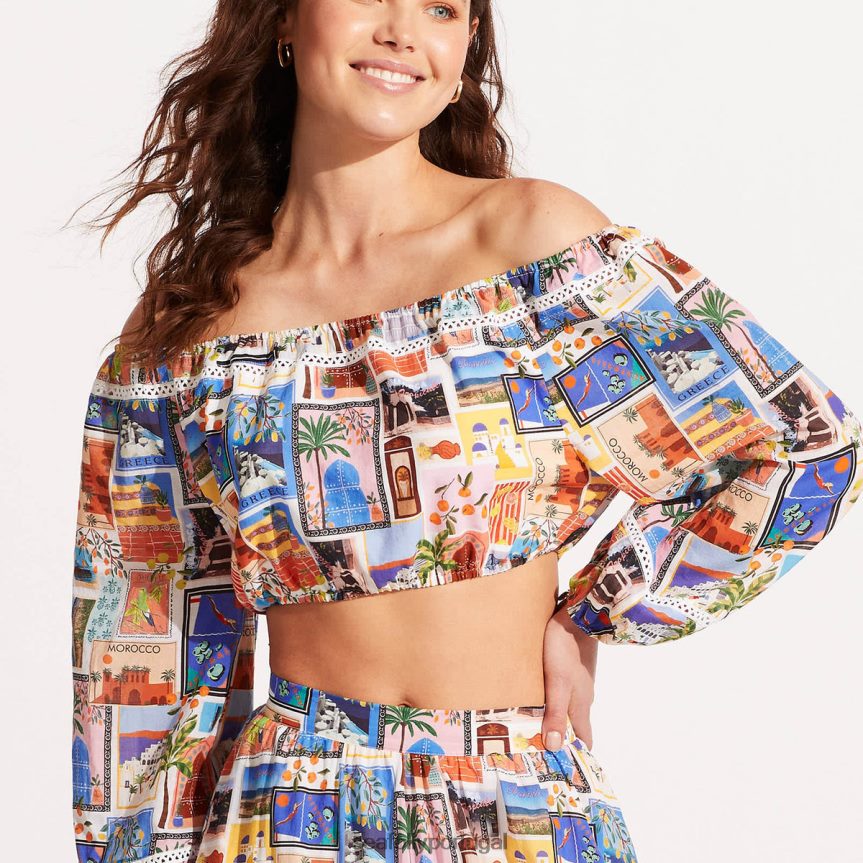 no top de férias mulheres azul Seafolly trajes de banho 4H088V743