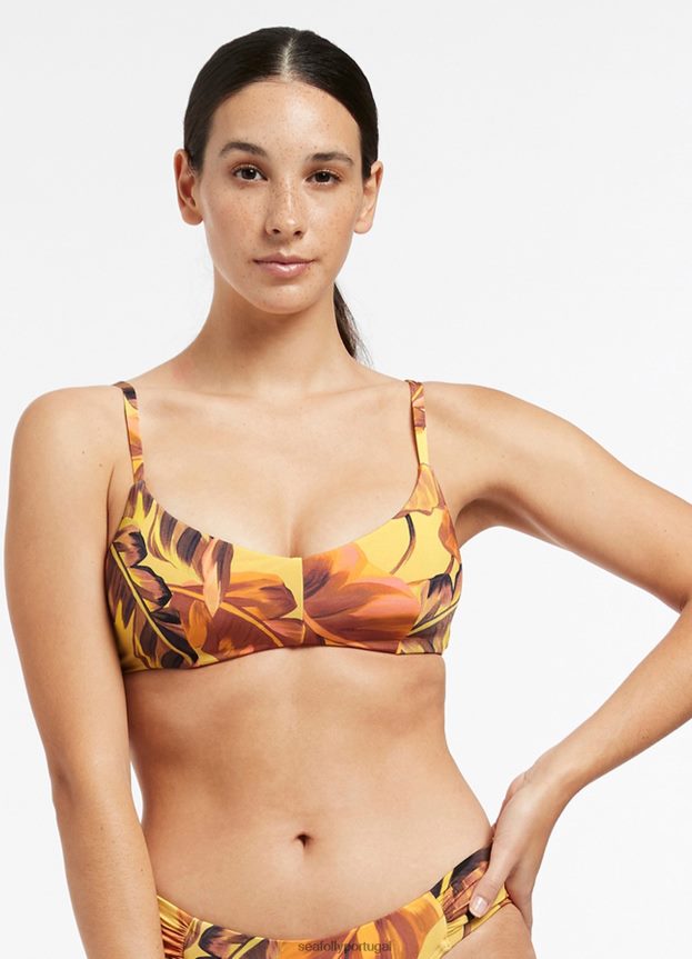 palmas c_d u/wire top mulheres citrino Seafolly trajes de banho 4H088V603