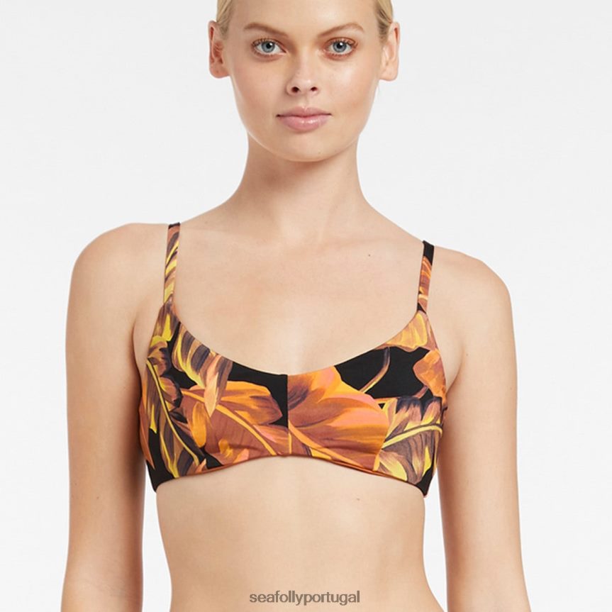 palmas c_d u/wire top mulheres preto Seafolly trajes de banho 4H088V423