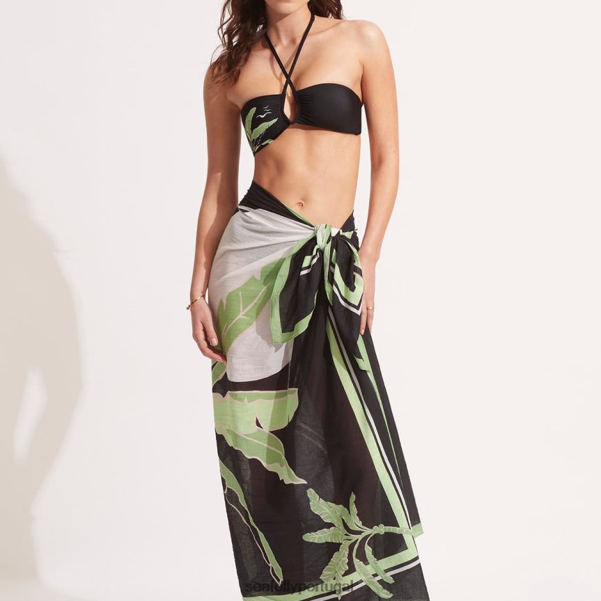 palmeira paraíso pareo mulheres preto Seafolly trajes de banho 4H088V723