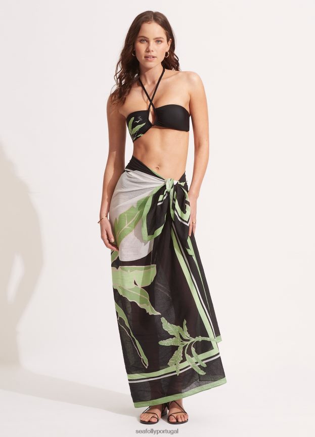 palmeira paraíso pareo mulheres preto Seafolly trajes de banho 4H088V723