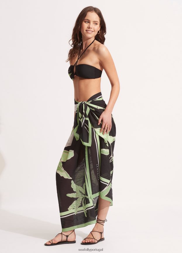 palmeira paraíso pareo mulheres preto Seafolly trajes de banho 4H088V723