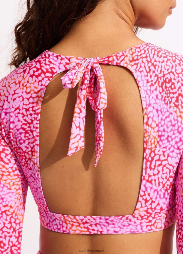 pele do mar manga longa rashie mulheres rosa fúcsia Seafolly trajes de banho 4H088V402