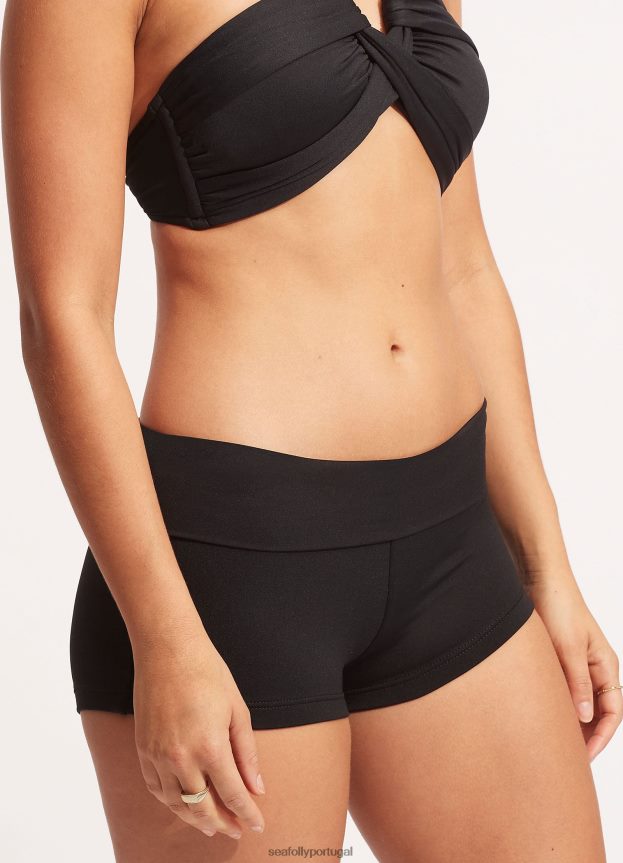 roll top coletivo boyleg mulheres preto Seafolly trajes de banho 4H088V200