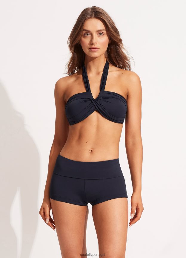 roll top coletivo boyleg mulheres verdadeira marinha Seafolly trajes de banho 4H088V208