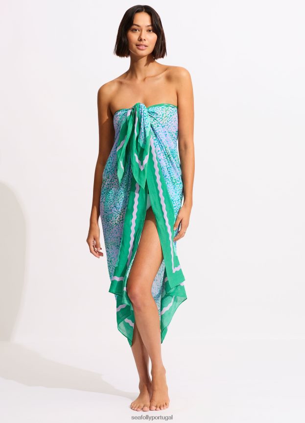 sarongue de pele do mar mulheres verde vivo Seafolly trajes de banho 4H088V717