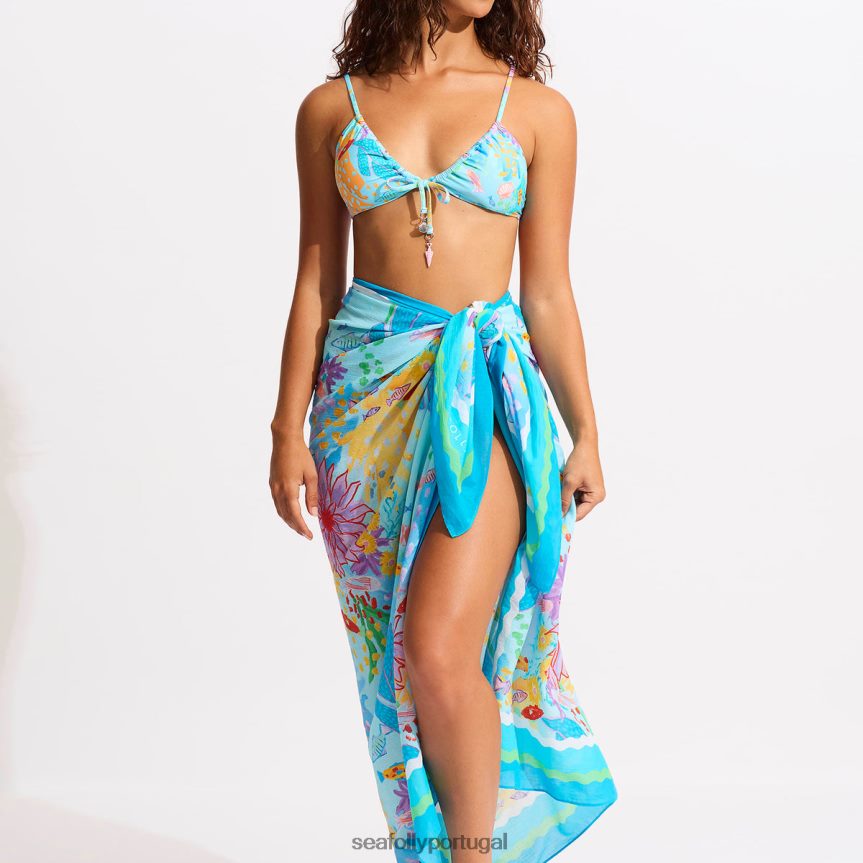 sarongue sob o mar mulheres névoa azul Seafolly trajes de banho 4H088V719