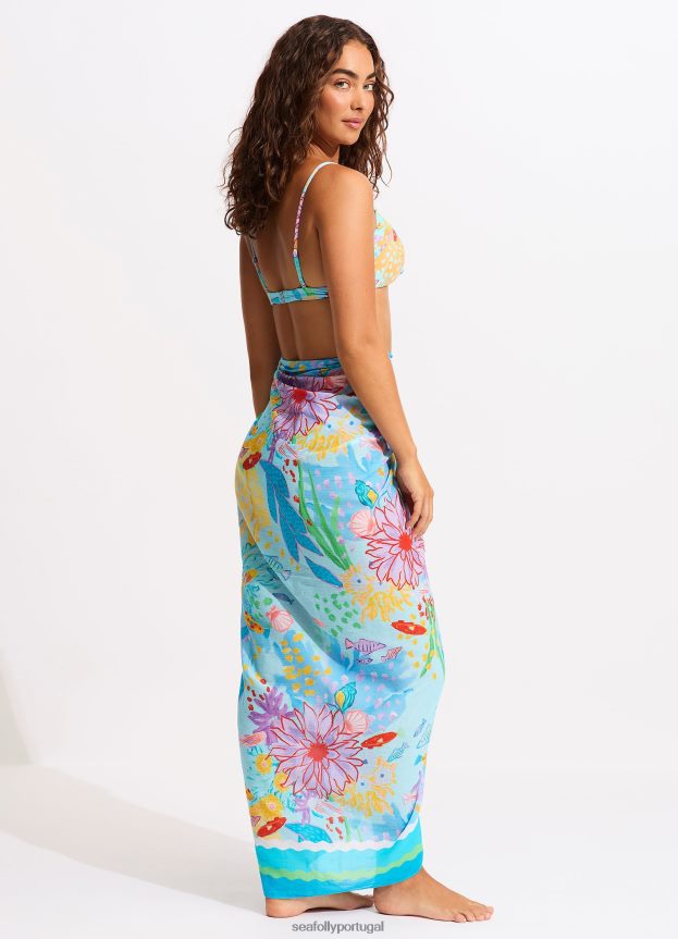sarongue sob o mar mulheres névoa azul Seafolly trajes de banho 4H088V719