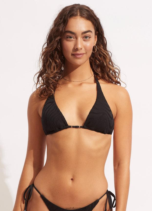 segunda onda espinhel slide tri top mulheres preto Seafolly trajes de banho 4H088V620