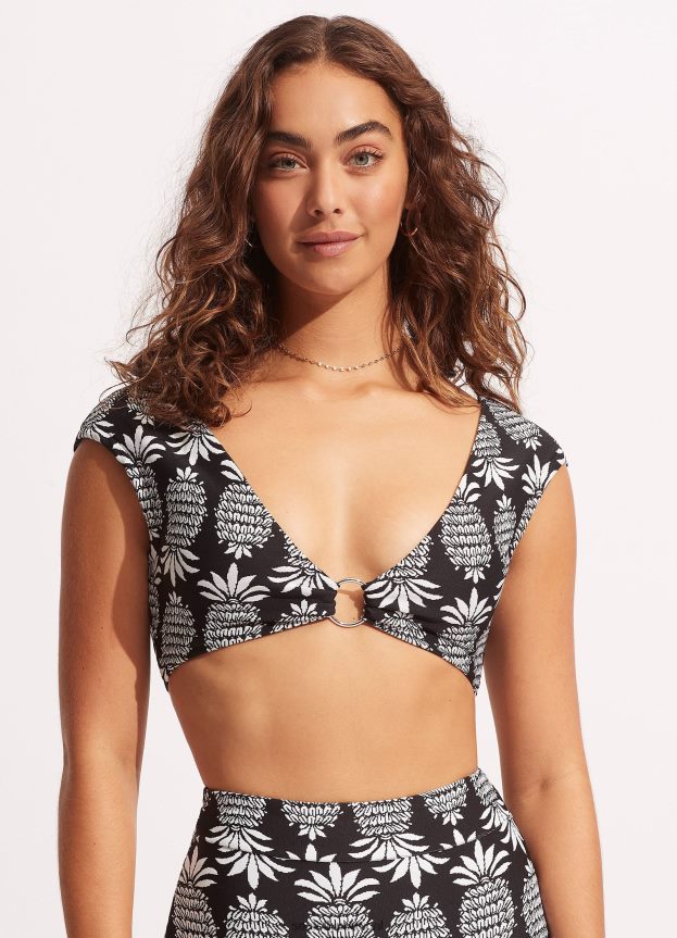 tanque de manga boné corsica mulheres preto Seafolly trajes de banho 4H088V564