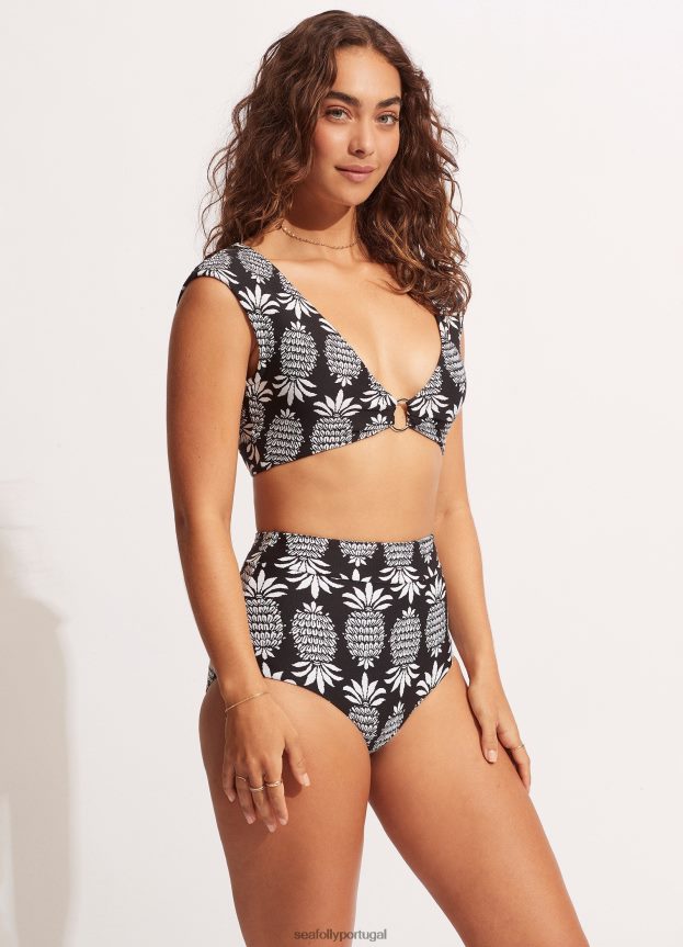 tanque de manga boné corsica mulheres preto Seafolly trajes de banho 4H088V564