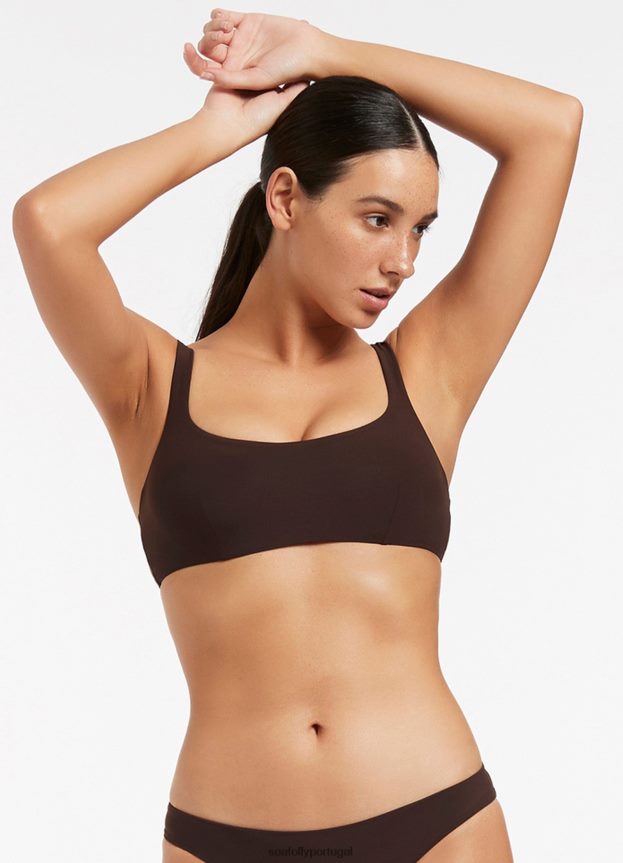 top com armação jetset c_d mulheres chocolate Seafolly trajes de banho 4H088V587