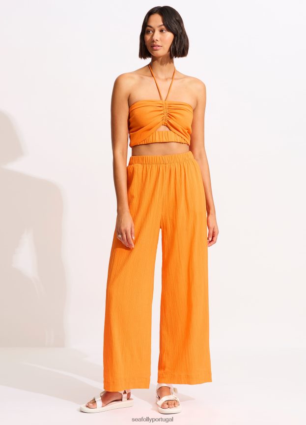 top cropped enrugado mulheres mandarim Seafolly trajes de banho 4H088V738