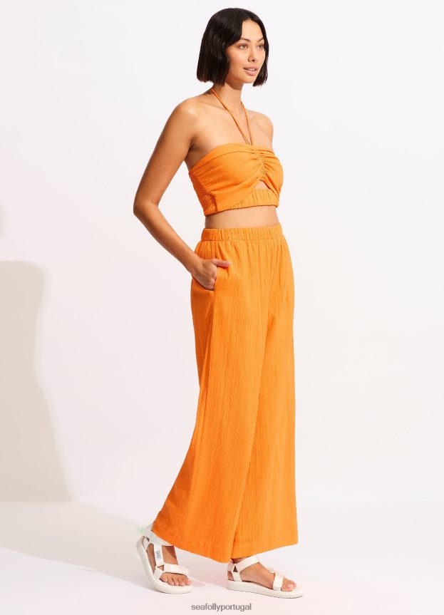 top cropped enrugado mulheres mandarim Seafolly trajes de banho 4H088V738