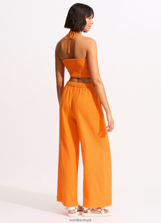 top cropped enrugado mulheres mandarim Seafolly trajes de banho 4H088V738