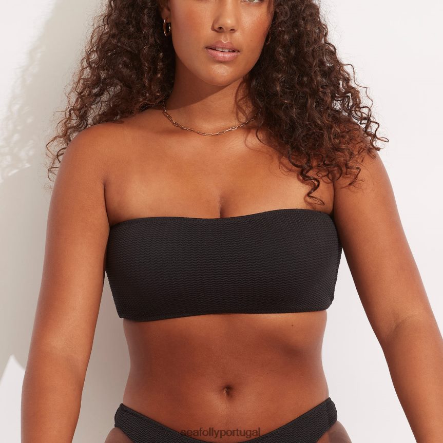 top tubo de mergulho no mar mulheres preto Seafolly trajes de banho 4H088V260
