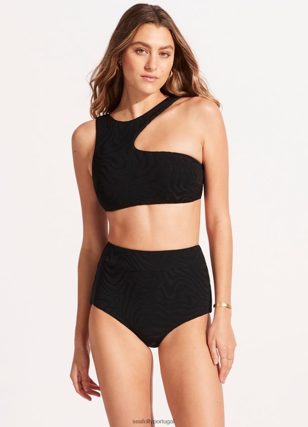 tanque assimétrico de segunda onda mulheres preto Seafolly trajes de banho 4H088V454